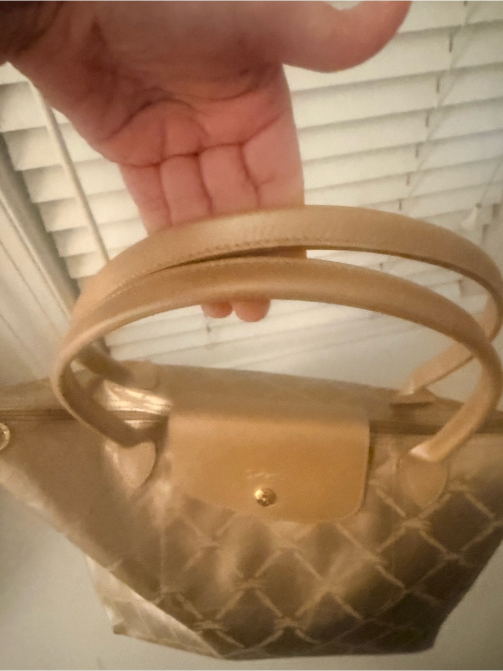 ✨RARE Longchamp LM Metal Le Pliage Large Tote - Metallic Gold✨ - Picture 3 of 7
